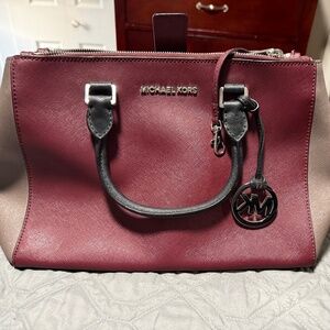 Women’s Michael Kors Maroon, Black and Gray Handbag